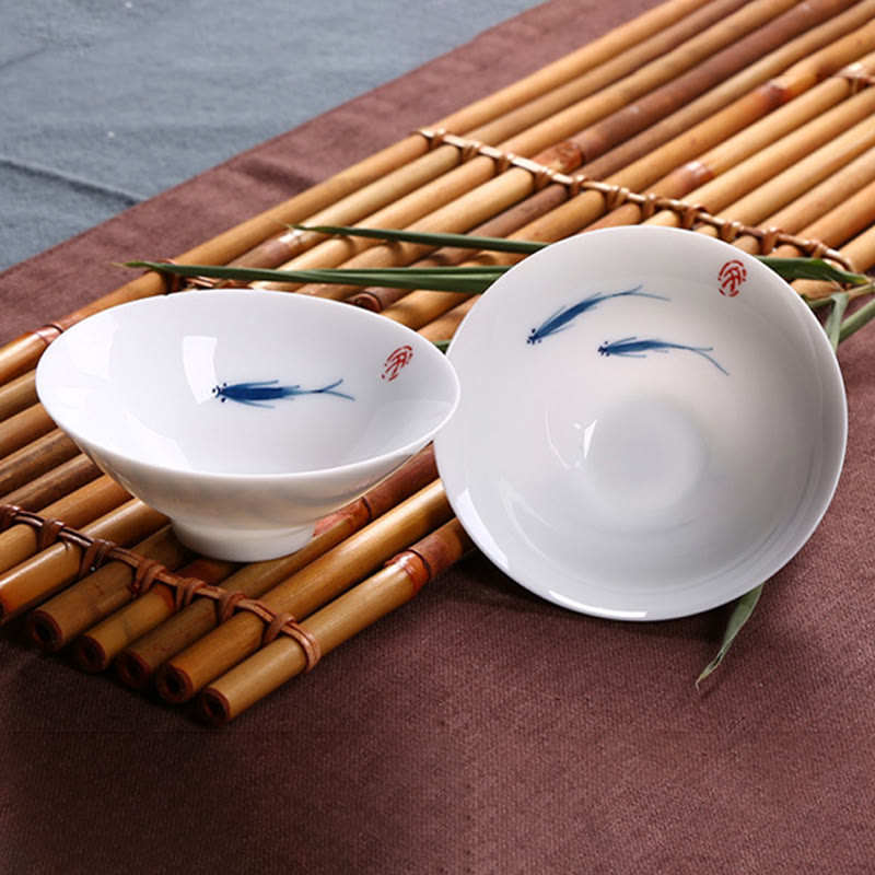Nimara Ritual Jingdezhen Blue and White Porcelain Koi Fish Ceramic Teacup Kung Fu Tea Cups