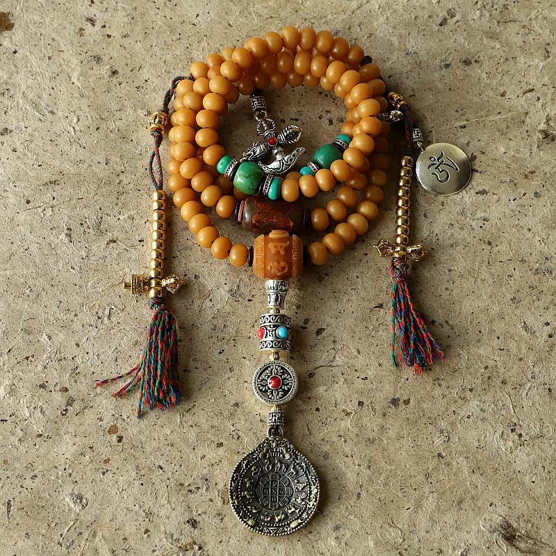 Nimara Ritual Tibet 108 Mala Beads Bodhi Seed Bagua Vajra Wealth Bracelet