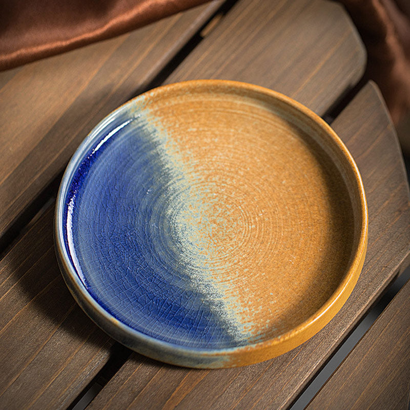Nimara Ritual Retro Striped Kiln Change Ceramic Coffee Mug Rough Pottery Tea Coffee Cup With Saucer 250ml