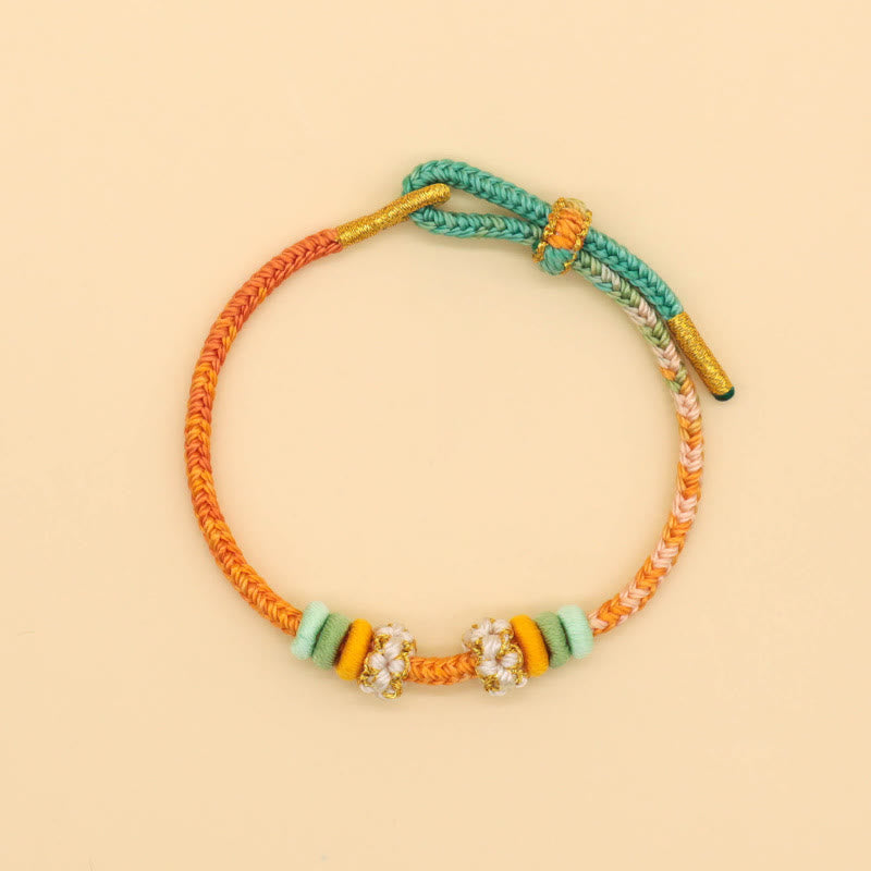 Nimara Ritual Handmade Eight Thread Peace Knot Peach Blossom Knot Luck Rope Braided Bracelet
