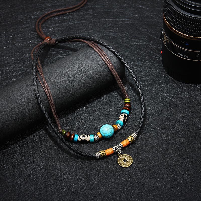 Nimara Ritual Turquoise Dzi Bead Protection Necklace