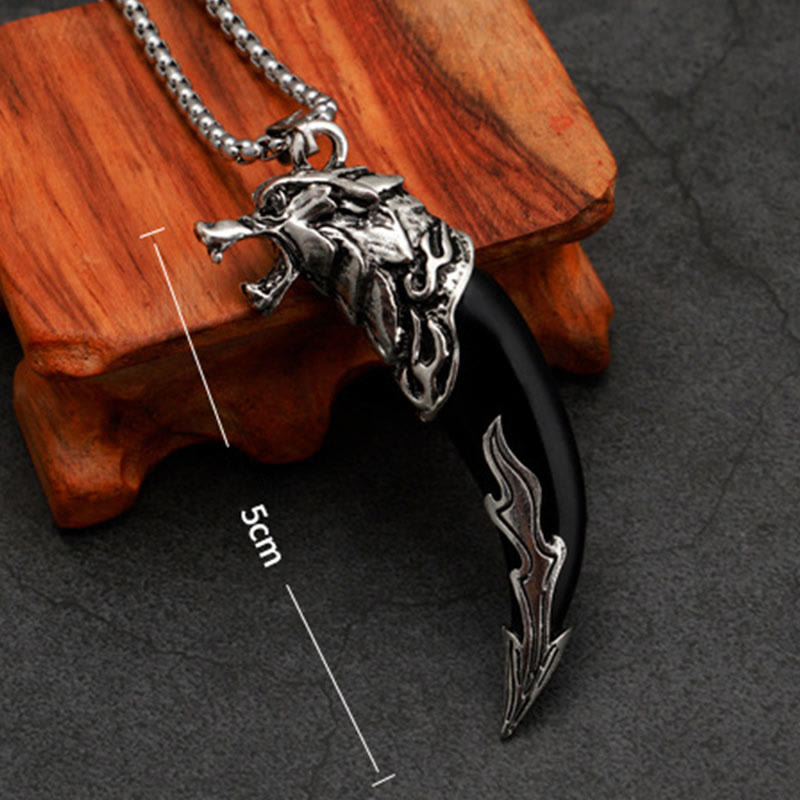 Nimara Ritual Imitation Wolf Tooth Titanium Steel Balance Necklace Pendant