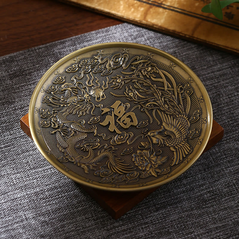 Nimara Ritual Lotus Dragon Phoenix Eight Auspicious Symbols Zinc Alloy Incense Stick Holder Healing Incense Burner Decoration
