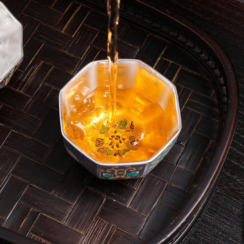 Nimara Ritual Chrysanthemum Flowers Ceramic Teacup Kung Fu Tea Cup