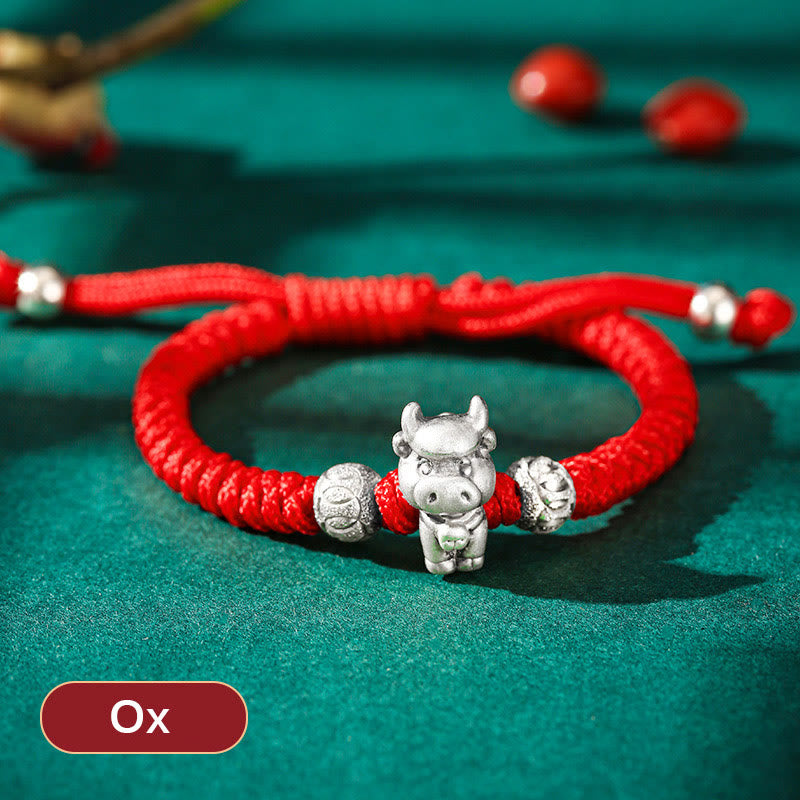 Nimara Ritual 999 Sterling Silver Chinese Zodiac Red Rope Luck Handcrafted Kids Bracelet