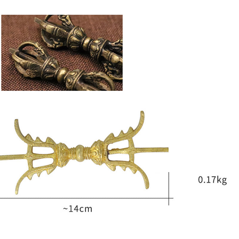 Nimara Ritual Handmade Nepal Five Prong Three Prong Vajra Dorje Strength Copper Decoration