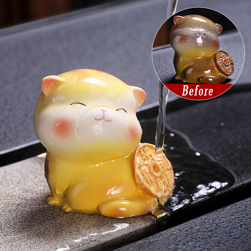 Nimara Ritual Color Changing Cute Mini Cat Resin Tea Pet Wealth Home Figurine Decoration