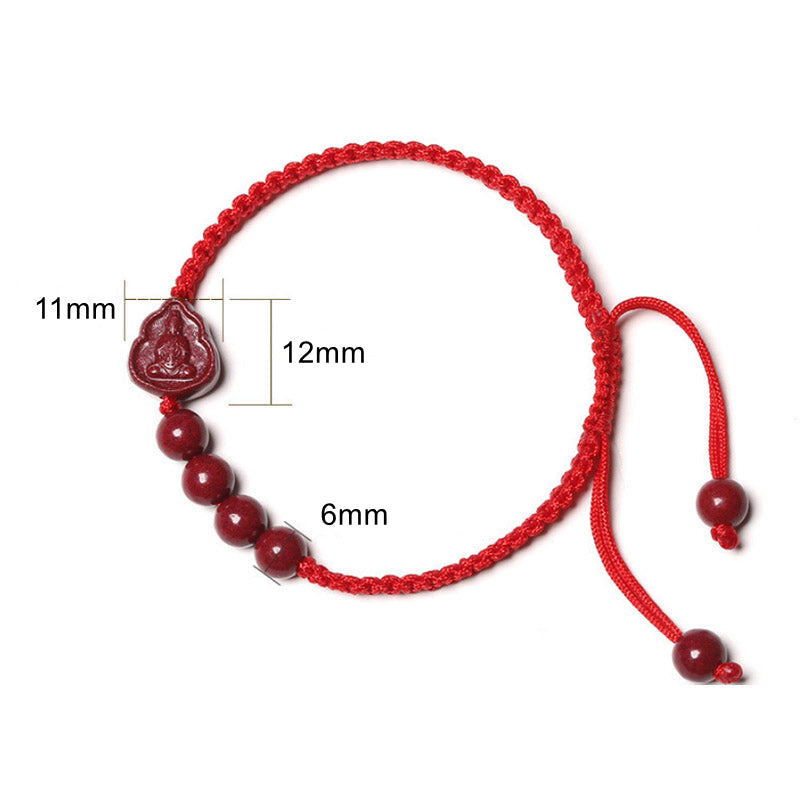 Nimara Ritual Laughing Buddha Avalokitesvara Cinnabar Blessing String Bracelet