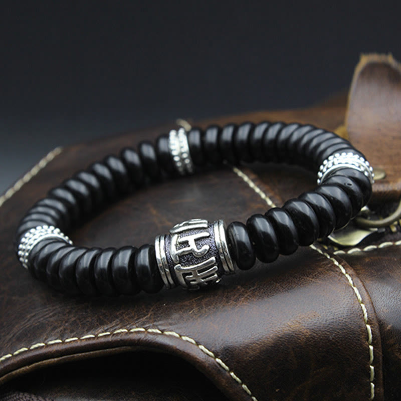 Nimara Ritual Natural Tibetan Coconut Shell Om Mani Padme Hum Positive Bracelet