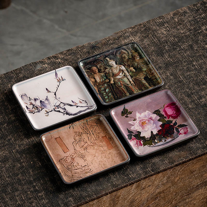 Nimara Ritual Mountain Lake Flower Leaf Healing Ceramic Plate Tray Stick Incense Burner Decoration