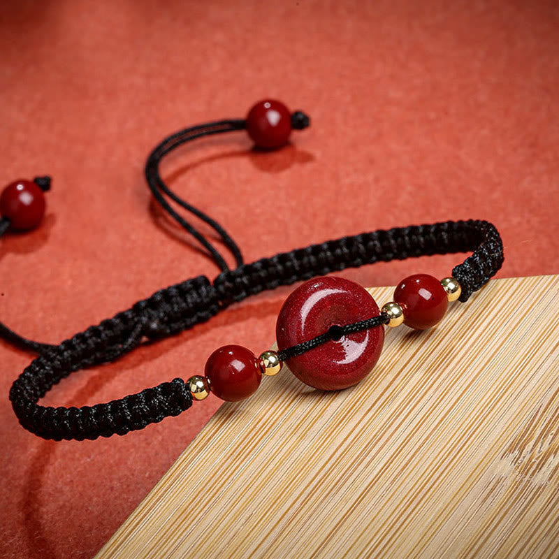 Nimara Ritual Natural Cinnabar Peace Buckle Blessing String Bracelet