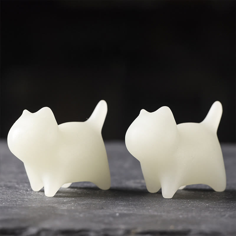 Nimara Ritual 2Pcs Mini Cute Cat Glowstone Luminous Lucky Cat Energy Decoration