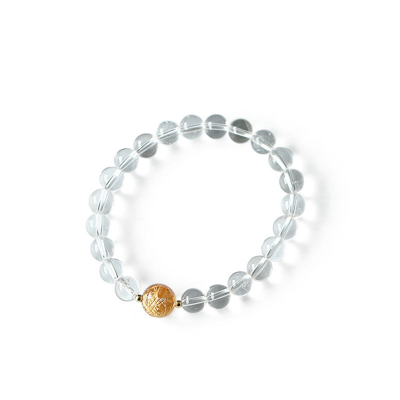 Nimara Ritual Natural Black Obsidian White Crystal Black Onyx Dragon Strength Bracelet