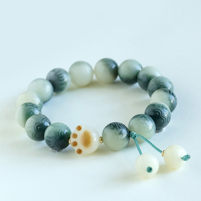 Nimara Ritual Bodhi Seed Om Mani Padme Hum Carved Harmony Bracelet