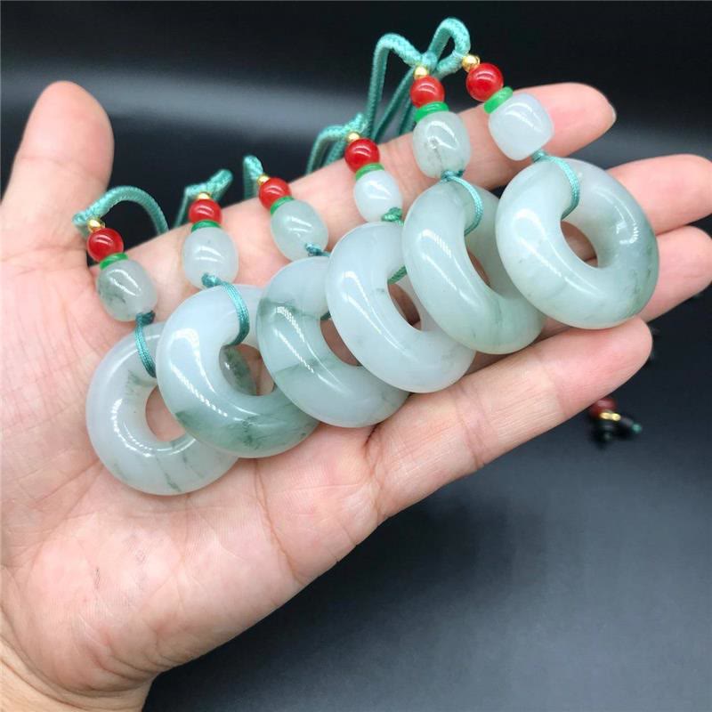 Nimara Ritual Natural Jade Peace Buckle Prosperity Necklace Pendant