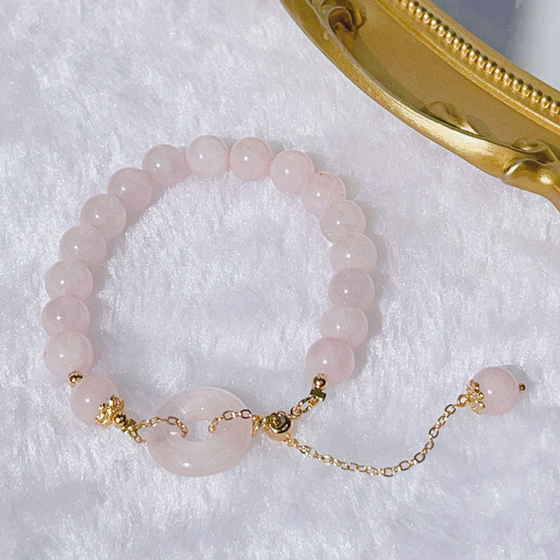 Nimara Ritual Natural Pink Crystal Peace Buckle Love Charm Bracelet