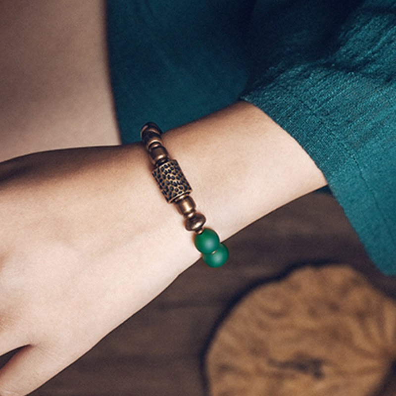 Nimara Ritual Tibetan Red Agate Green Agate Copper Confidence Fortune Bracelet