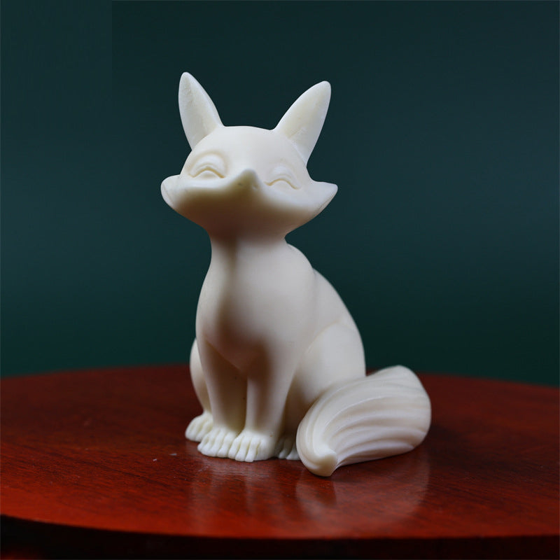 Nimara Ritual Mini Nine Tailed Fox Ivory Fruit Protection Home Decoration