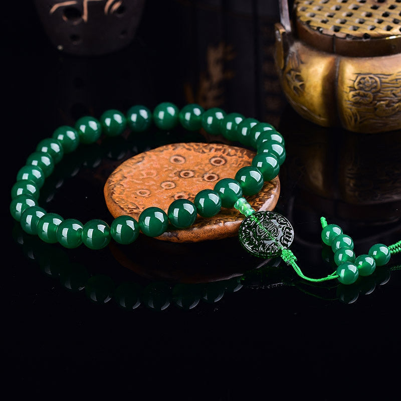 Nimara Ritual Natural Green Agate Wrist Mala Manifestation Pocket Mala Car Decoration