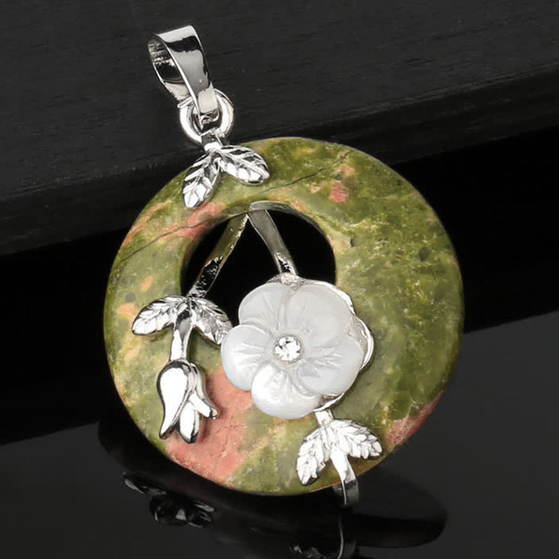 Nimara Ritual Various Crystal Amethyst Green Aventurine Flower Healing Necklace Pendant
