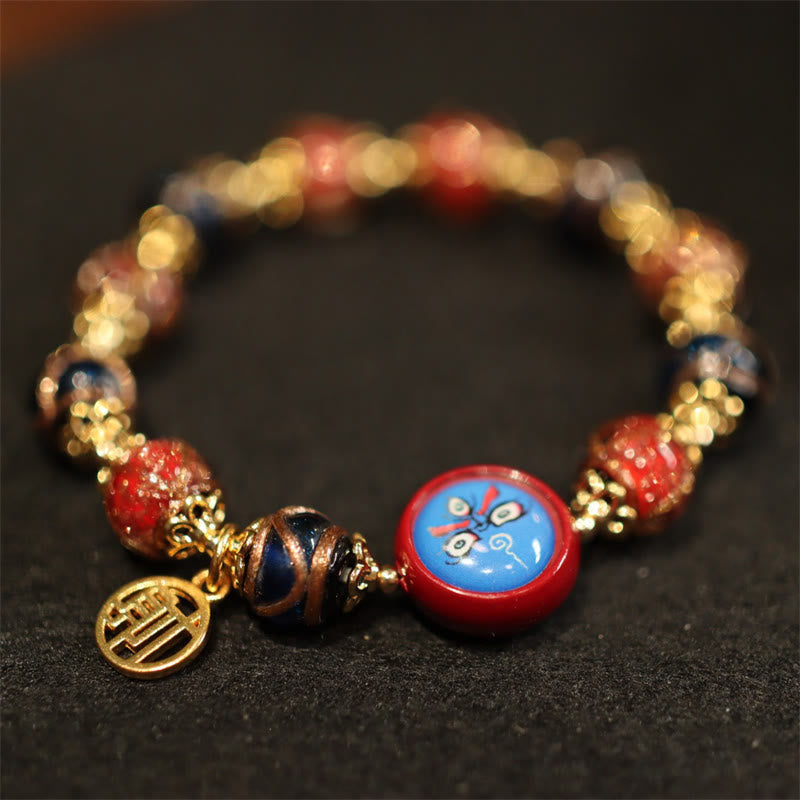 Nimara Ritual Tibetan Gold Swallowing Beast Family Five God Of Wealth Thangka Fortune Bead Bracelet