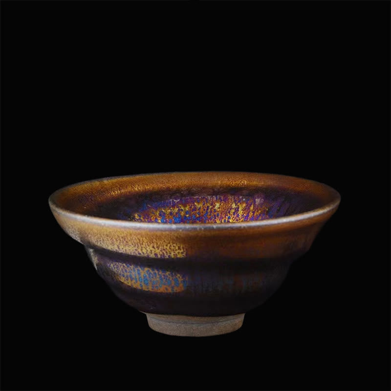 Nimara Ritual Chinese Jianzhan Colorful Milky Way Glaze Ceramic Teacup Tenmoku Kung Fu Tea Cup