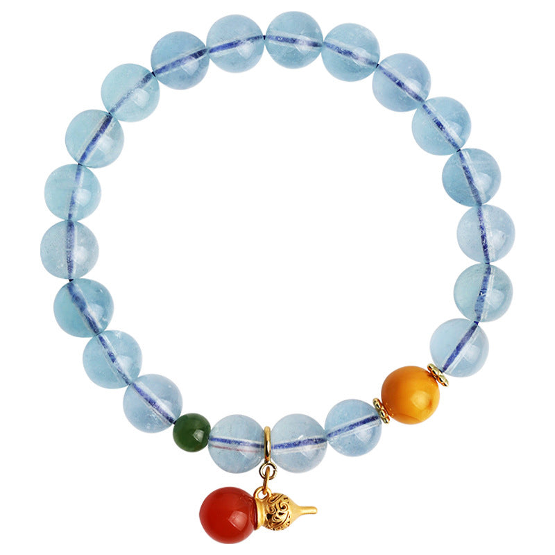 Nimara Ritual Aquamarine Red Agate Peace Gourd Charm Bracelet