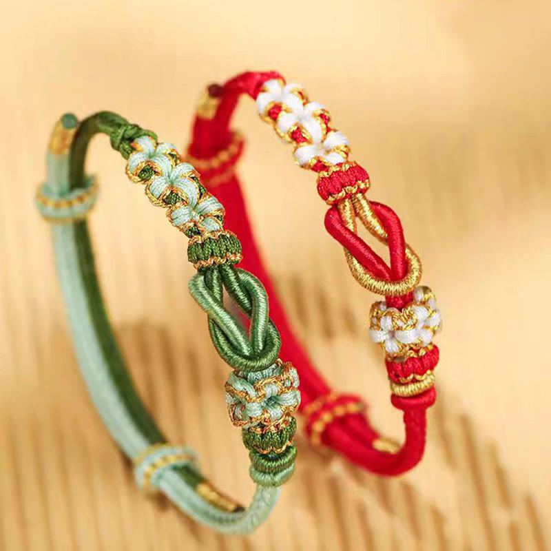 Nimara Ritual Handmade Peach Blossom Knot Eight Thread Peace Knot Luck Protection Bracelet