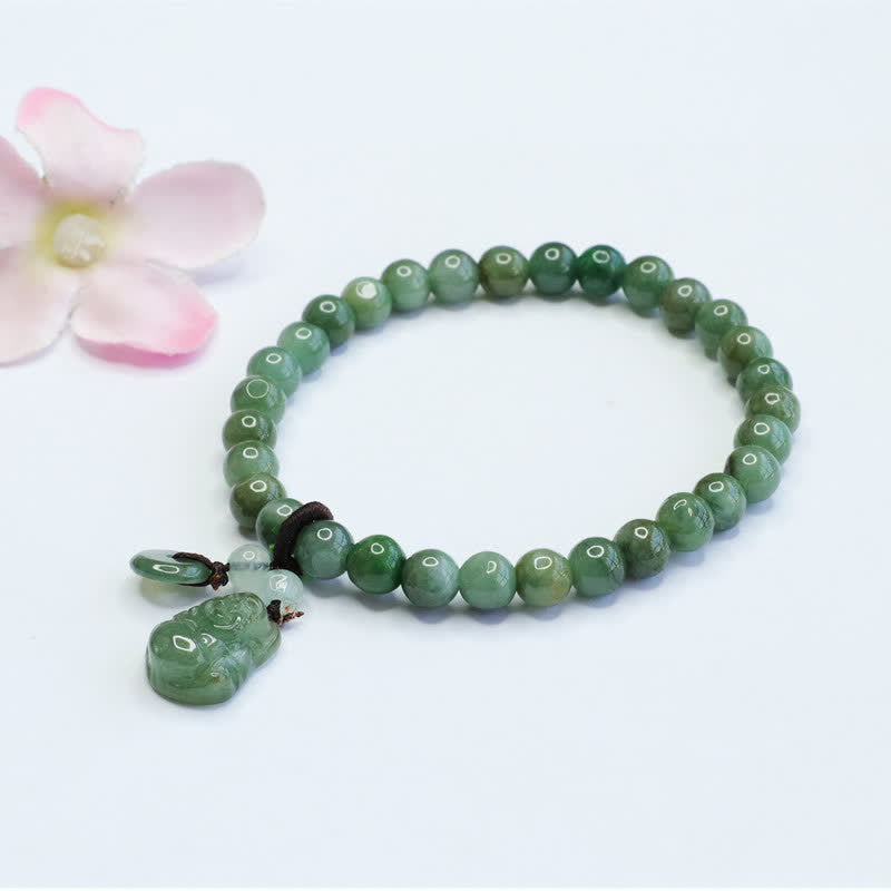 Nimara Ritual Laughing Buddha Cyan Jade Healing Bracelet