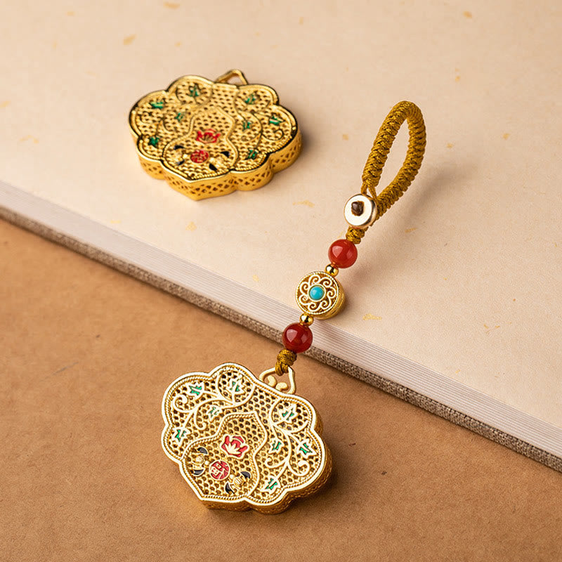 Nimara Ritual Lock of Good Wishes Fu Character Luck Blessing Key Chain