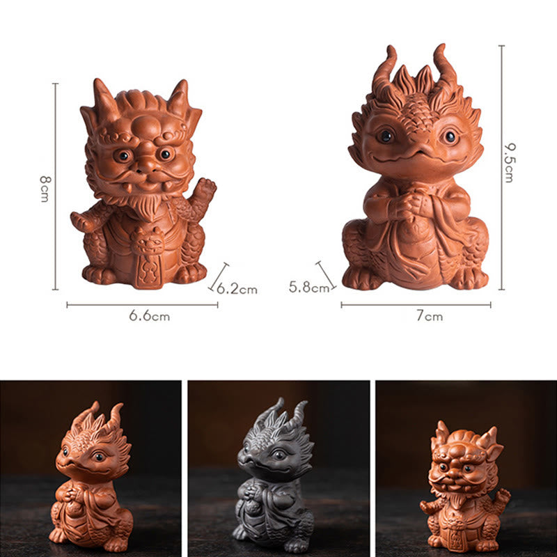 Nimara Ritual Luck Dragon Wealth Tea Pet Purple Clay Figurine Decoration