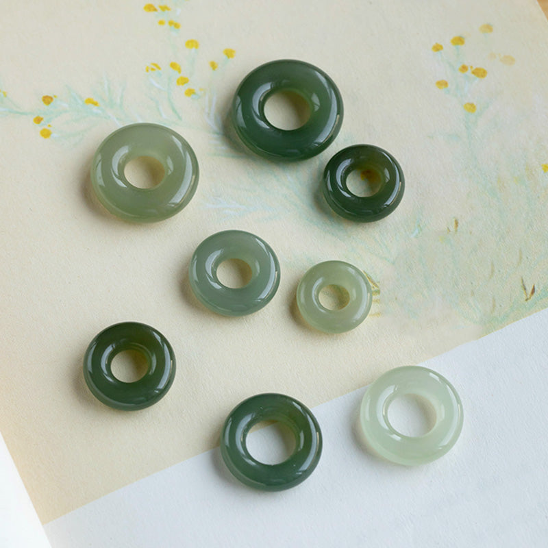 Nimara Ritual Natural Round Jade Peace Buckle Luck Abundance Necklace Pendant
