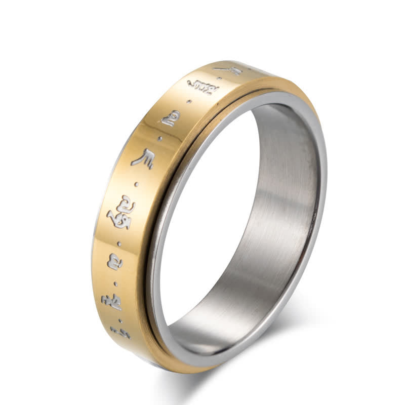 Nimara Ritual Mantra Titanium Steel Balance Rotatable Ring