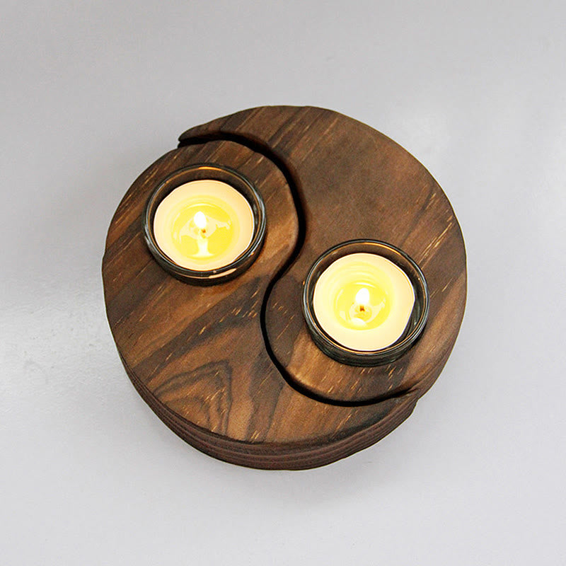 Nimara Ritual Yin Yang Wood Candle Holder Meditation Rituals Use Items