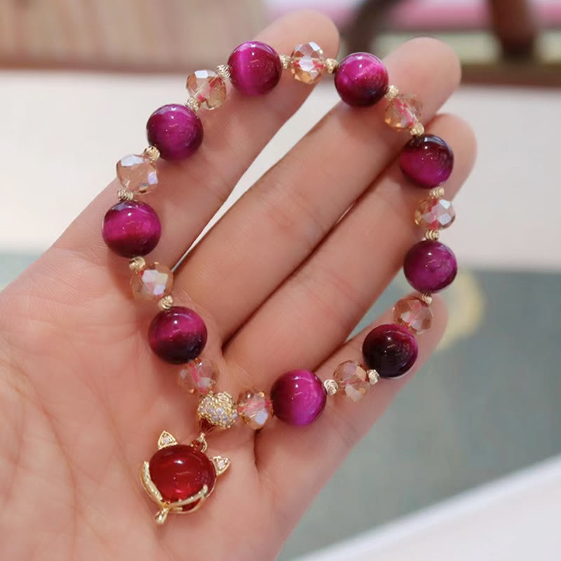 Enhance Self Confidence Self Worth Red Tiger Eye PiXiu Fox Protection Bracelet