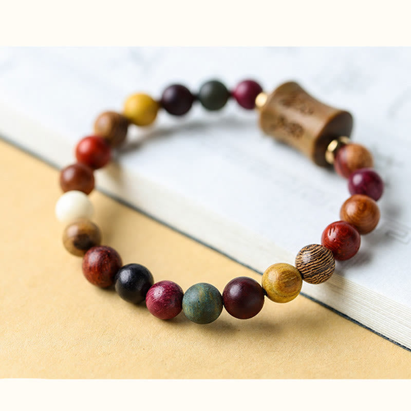 Nimara Ritual Tibet Multicolored Sandalwood Om Mani Padme Hum Protection Bracelet