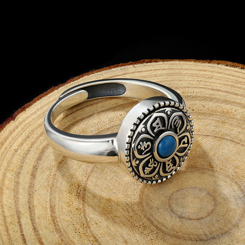Nimara Ritual Tibetan Om Mani Padme Hum Peace Rotatable Ring