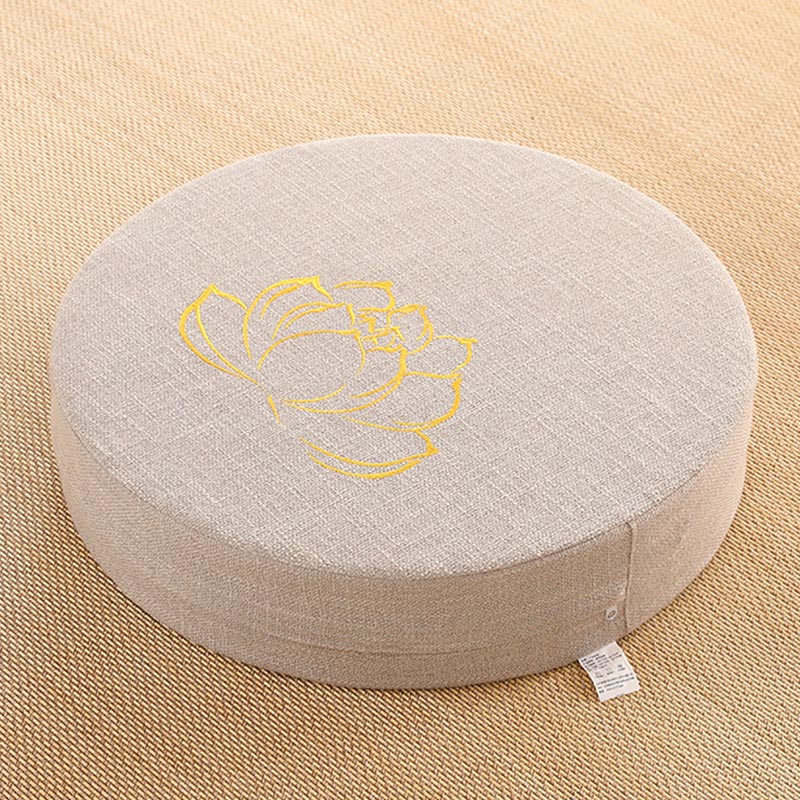 Nimara Ritual Lotus Embroidery Cotton Linen Meditation Seat Cushion