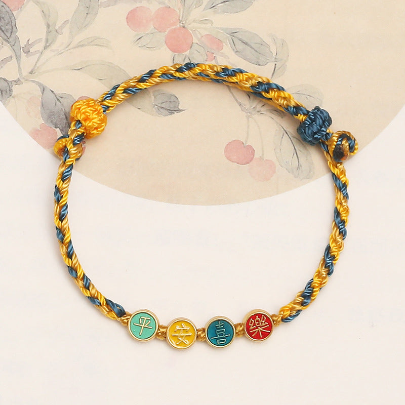 Nimara Ritual Handmade Dunhuang Color Thread Peace And Joy Protection Braid String Bracelet