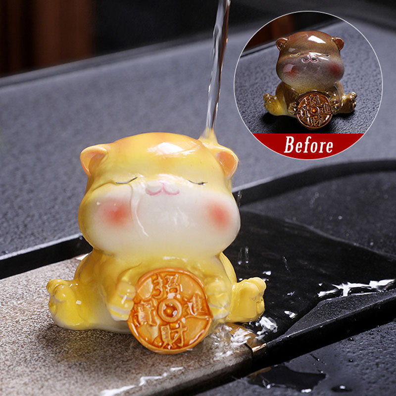 Nimara Ritual Color Changing Cute Mini Cat Resin Tea Pet Wealth Home Figurine Decoration