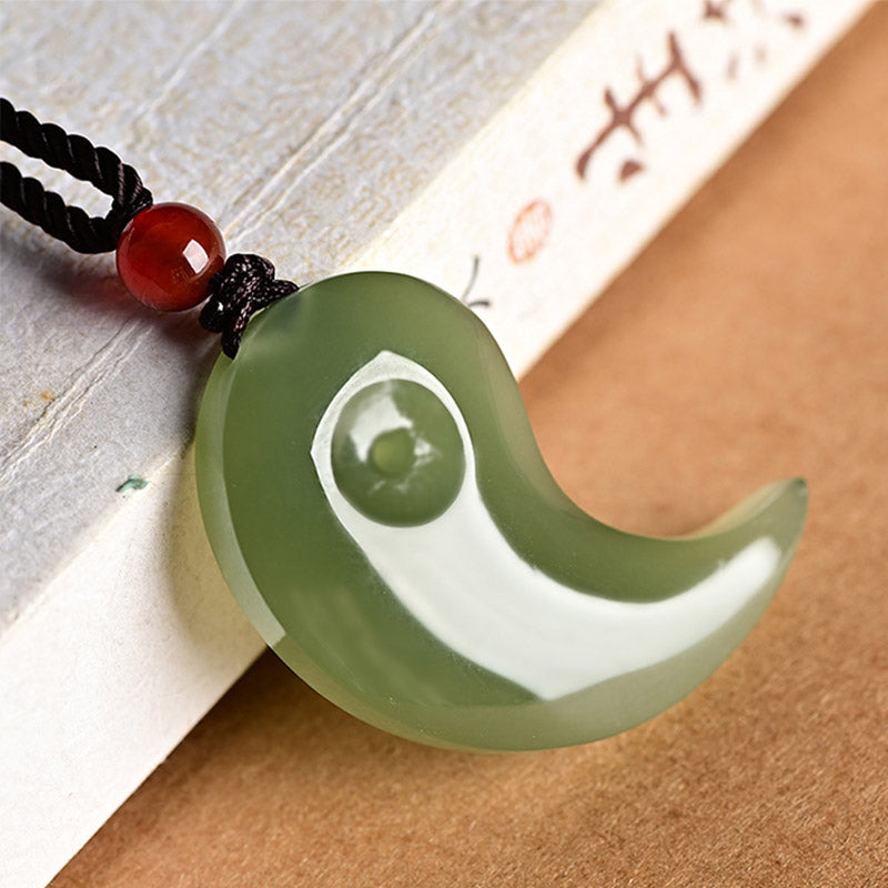 Nimara Ritual Yin Yang White Jade Cyan Jade Protection Blessing Necklace String Pendant