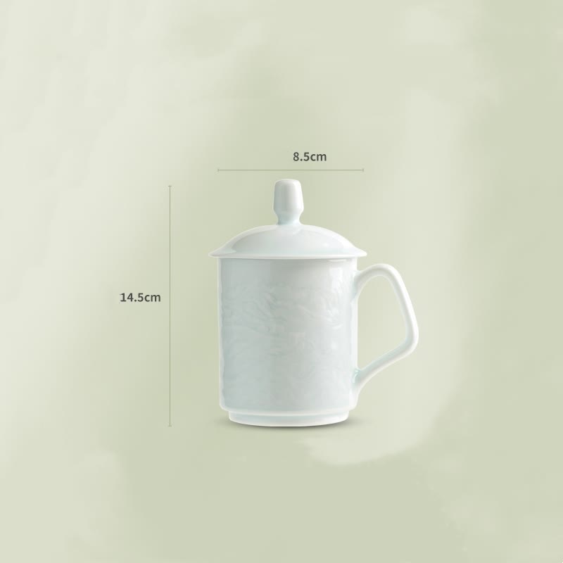 Nimara Ritual Jingdezhen White Porcelain Handmade Great Wall Landscape Engraved Ceramic Teacup Office Mug Tea Cups