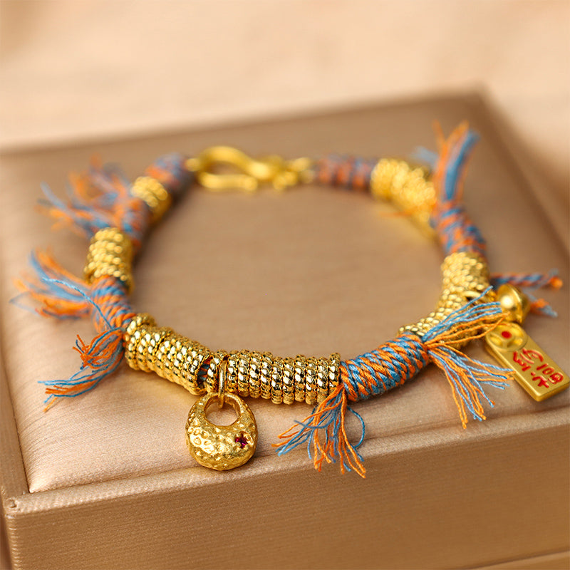 Nimara Ritual Handmade Tibetan Lucky Fortune Multicolored Rope Braid Bracelet