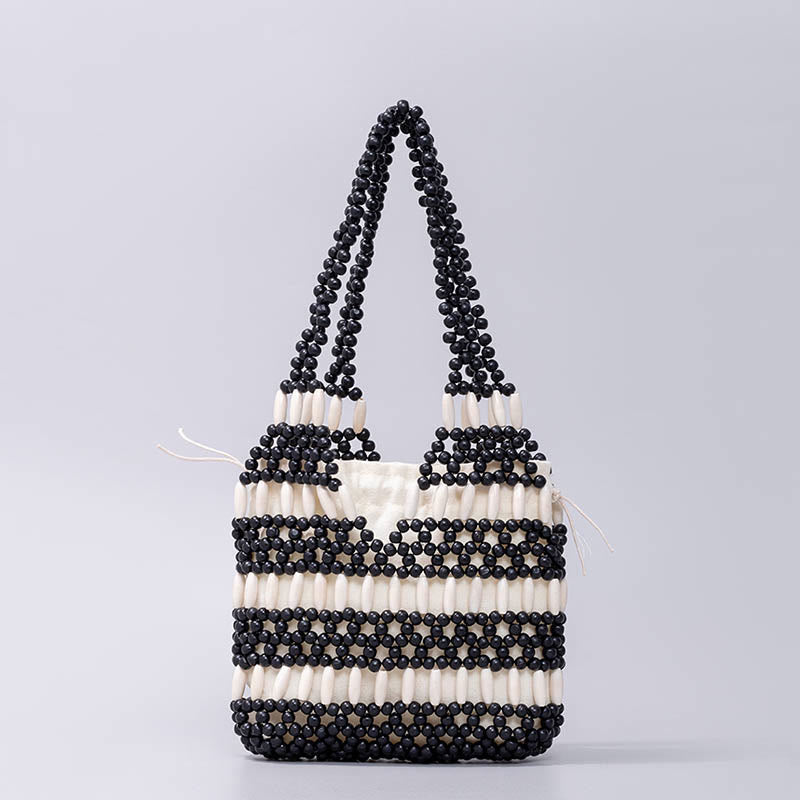 Nimara Ritual Hand-woven Round Wooden Beads Handbag