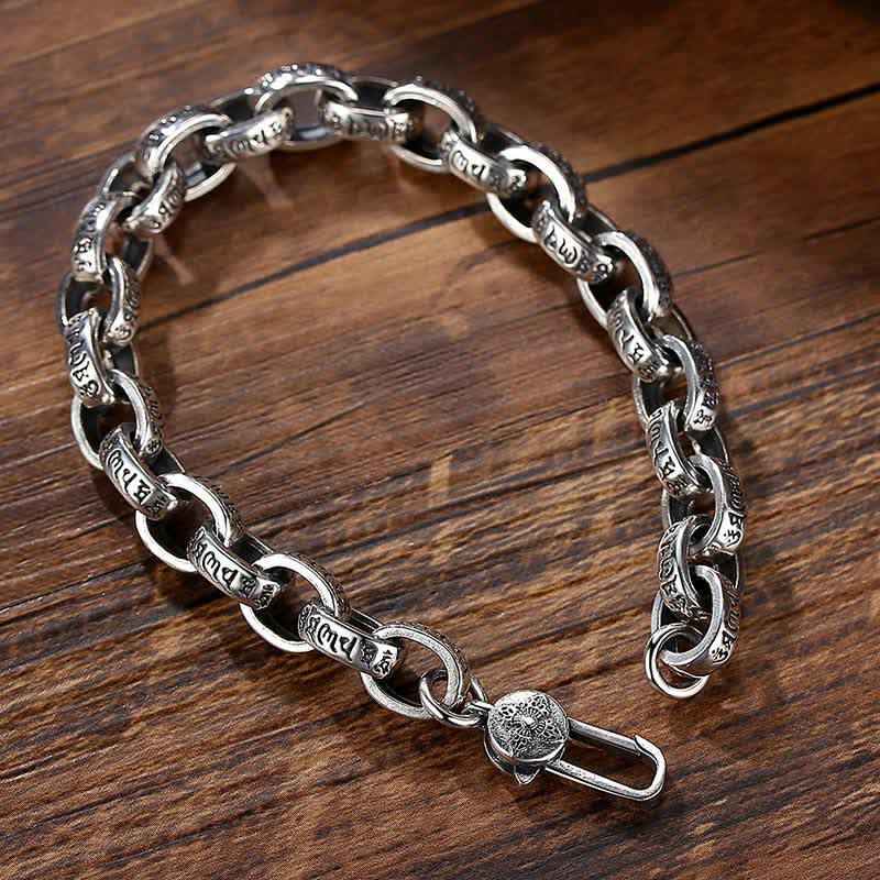 Nimara Ritual 925 Sterling Silver Om Mani Padme Hum Engraved Peace Bracelet Bangle