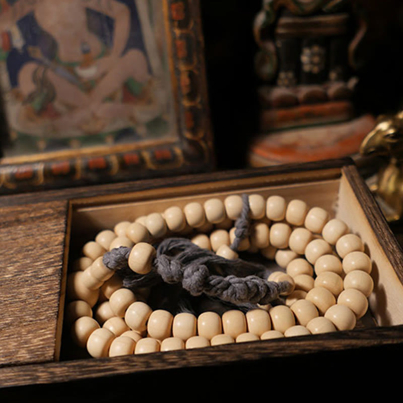 Nimara Ritual 108 Mala Beads Abelia Biflora Wood Warding Off Evil Spirits Wrist Mala