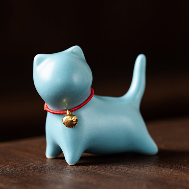 Nimara Ritual Mini Small Cute Cat Tea Pet Ceramic Home Desk Figurine Decoration