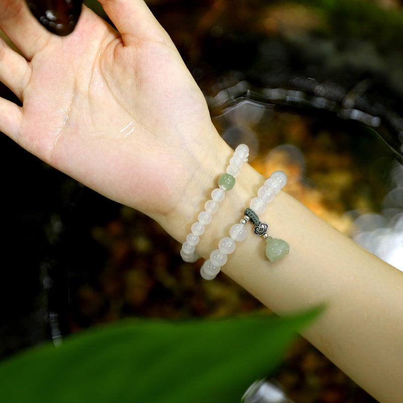 Nimara Ritual White Agate Jade Lotus Protection Bracelet