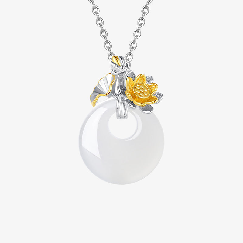 Nimara Ritual 925 Sterling Silver Round Chalcedony Twelve Months Flower Harmony Necklace Pendant