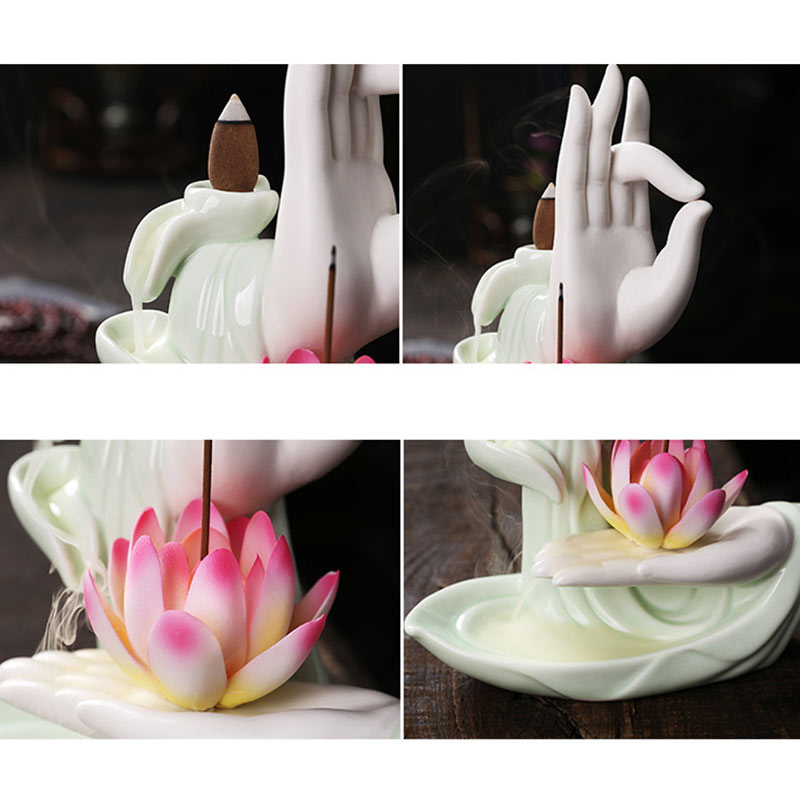 Nimara RitualTibetan Lotus Blessing Incense Burner Decoration
